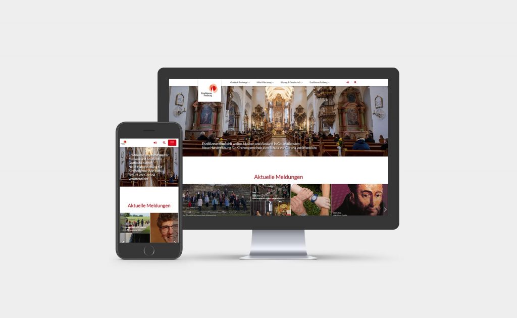 Erzdiözese Freiburg Webseite Deskop + mobil