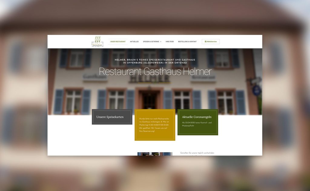 Restaurant Gasthaus Helmer Webseite