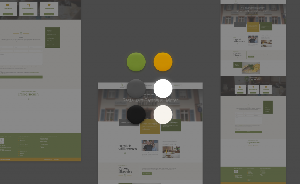 Farbpalette grün grau für Helmer Webseite